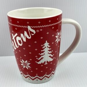 Tim Hortons 14 oz Mug Red Christmas Knit No 015 Limited Edition Coffee Cup 2015